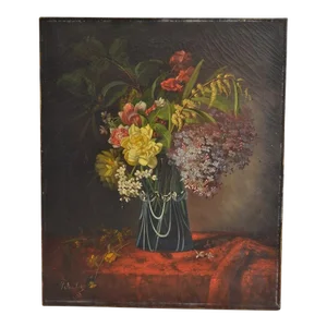 Pauline Petit (French 19th-20th Century) "Still Life With a Bouquet of Flowers" Oil on Canvas Signed and Dated 1889