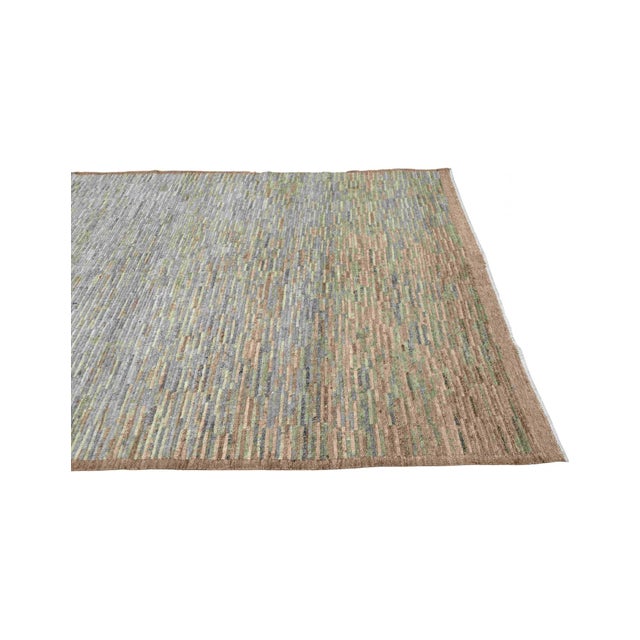 Brown & Grey Modern Wool Rug For Sale In Los Angeles - Image 6 of 7