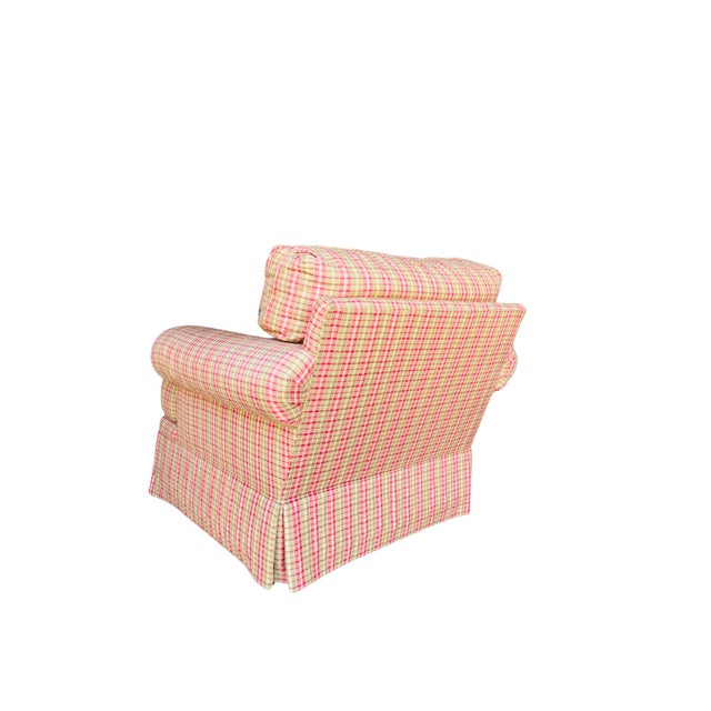 Harden English Country Plaid Club Chair & Matching Ottoman – Traditional Tartan Upholstery For Sale - Image 11 of 15