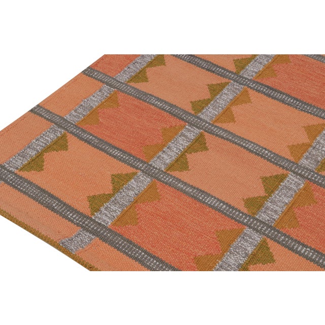 Rug & Kilim’s Scandinavian Style Kilim in Orange, Gray & Brown Geometric Pattern - 5x7 For Sale In New York - Image 6 of 7