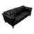 Mid Century Danish Modern Sofa Couch 2 Seat Leather Black Settee Metal Chrome Nm For Sale