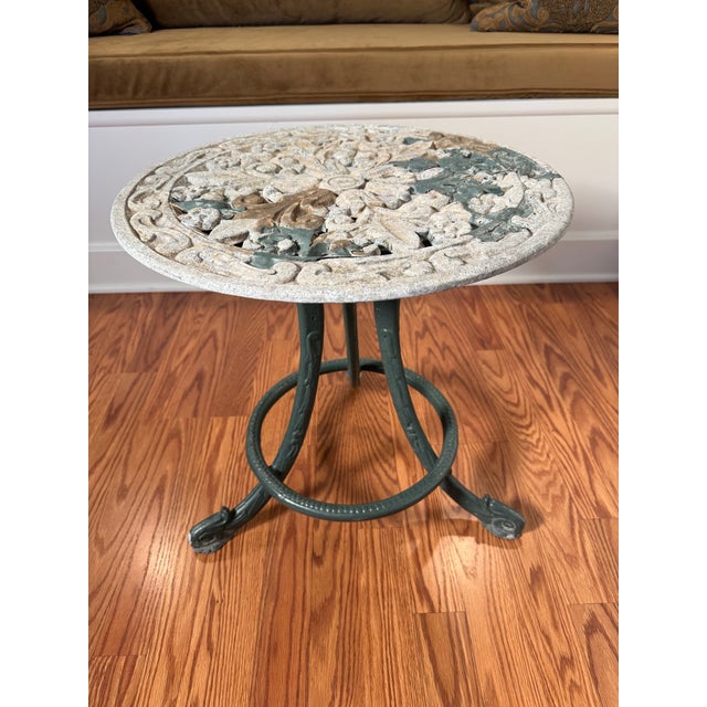 Vintage French Bistro Cast Iron Accent Side Table For Sale In Houston - Image 6 of 11