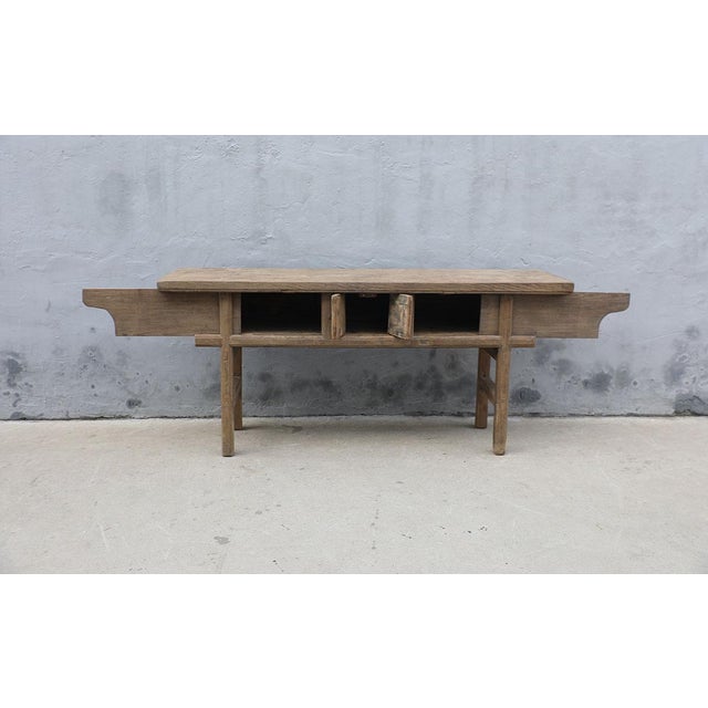Antique Chinese Elm Dongbei Province Console Table For Sale - Image 4 of 5