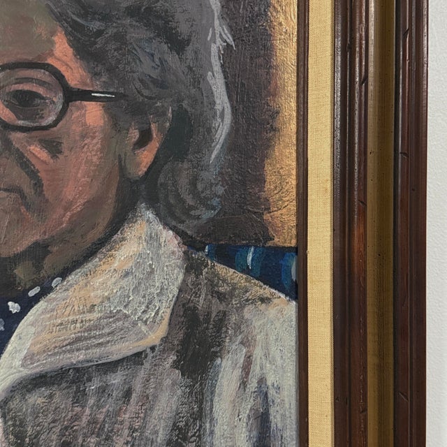Vintage Expressionist Portrait of Woman by Jack Gerber, Signed (Acrylic) For Sale - Image 4 of 6