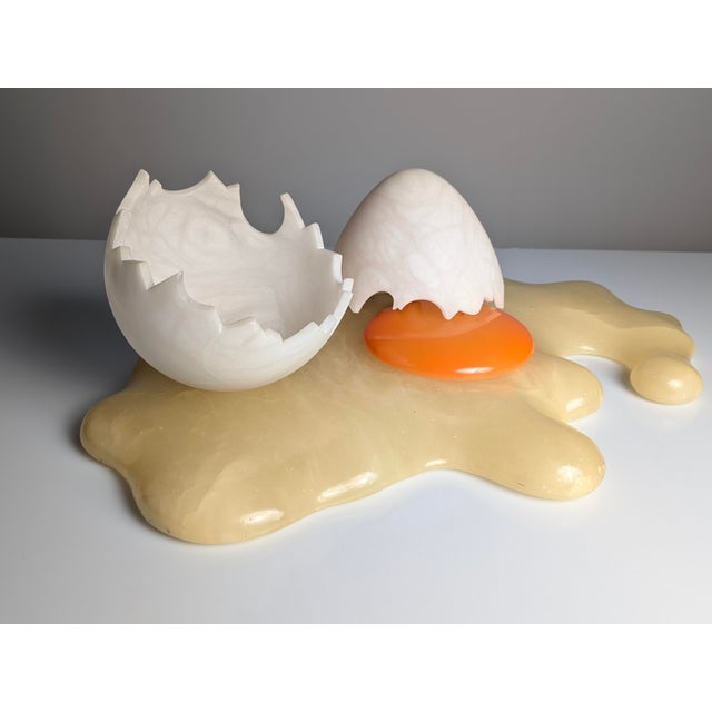 Postmodern Broken Egg Sculpture Lamp in Alabaster by Marco Ricciardi, Italy, 1980s For Sale - Image 3 of 18