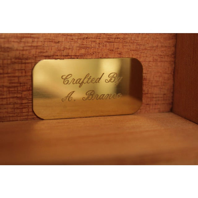 Late 20th Century Handcrafted Inlaid Tiger Maple Cigar Box Humidor For Sale - Image 9 of 12