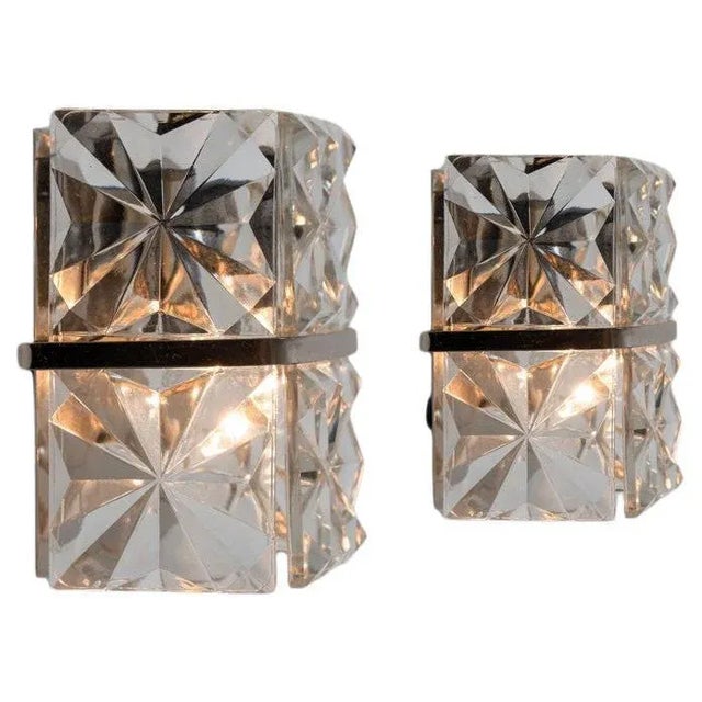 Vintage Square Crystal and Silver Chrome Sconce from Kinkeldey, 1970 For Sale - Image 12 of 12