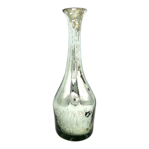 Vintage Handblown Mercury Glass Vase With Pontil Scar – Distressed Silver Finish – Victorian Style / Old World Glamour