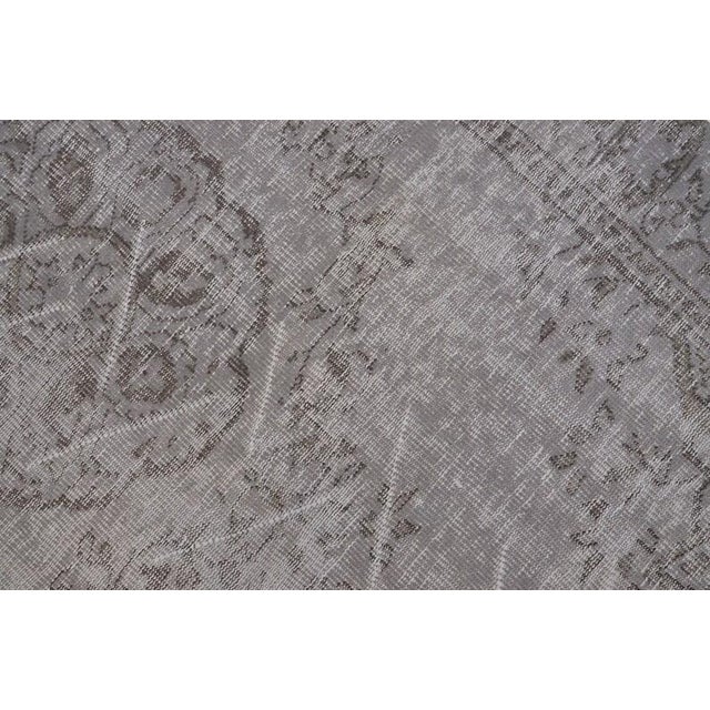 Charcoal Vintage Distressed Turkish Area Rug, Monochromatic Grey and Charcoal Tones For Sale - Image 8 of 10