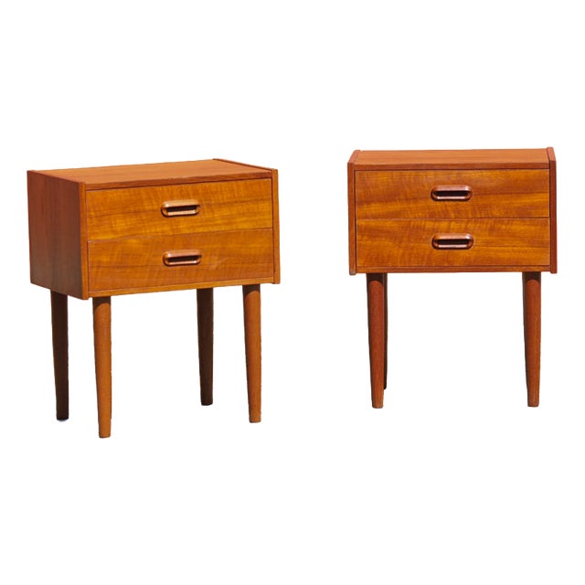 Vintage Teak Veneer Bedside Tables, Denmark, 1960, Set of 2 For Sale