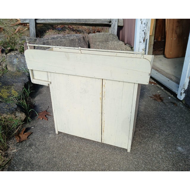 Antique Childs Dry Sink With Metal Towel Bar 1900s Primitive For Sale - Image 11 of 12