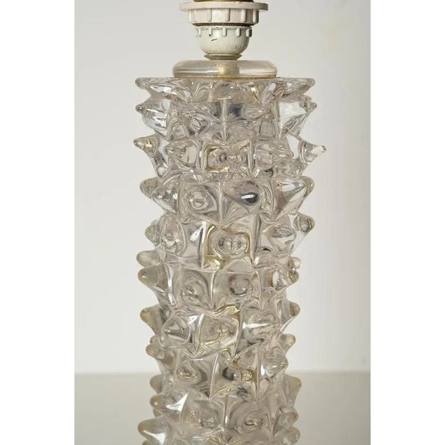 Gold Large Murano Rostrato Glass Table Lamp with Linen Lampshade from Barovier, Italy, 1950s For Sale - Image 8 of 18