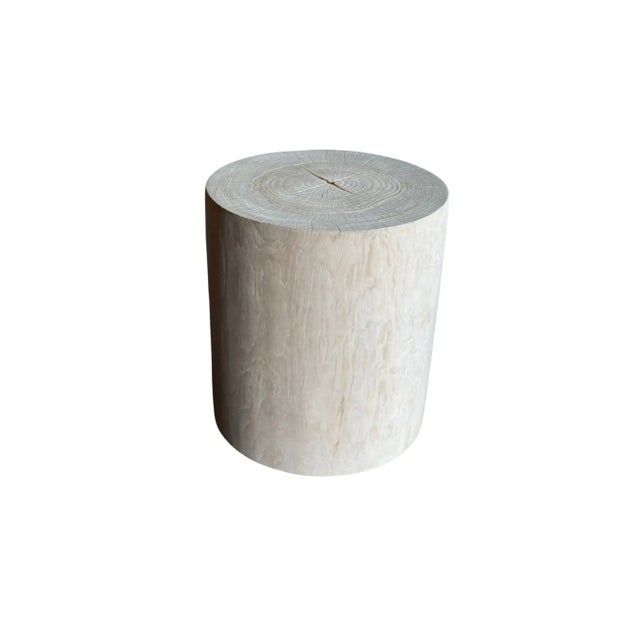 Sculptural Teak Wood Side Table Organic Bleached Finish, Modern Organic For Sale - Image 4 of 7