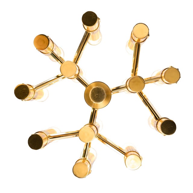 Metal Brutalist Chandelier in Brass with 12 Arms by Angelo Brotto for Esperia, Italy, 1960s For Sale - Image 7 of 9