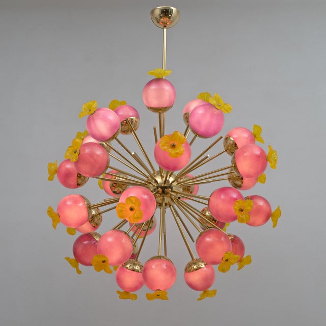 Italian Sputnik Chandelier in Murano Glass and Brass, 2010 For Sale - Image 3 of 12