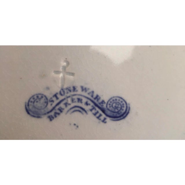 Mid 19th Century Antique English Barker & Till Blue & White Chinoiserie Willow Pattern Ceramic Plate, Circa 1842 For Sale - Image 5 of 7