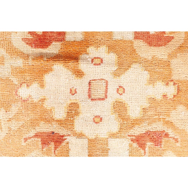 Early 20th Century Indian Amritsar Orange, Brown Handmade Wool Rug For Sale - Image 9 of 11