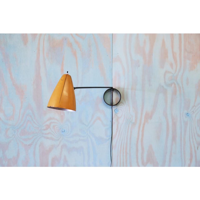 1950s Vintage Ben Seibel (Attr.) Swing Arm Wall Mounted Task Lamp Sconce For Sale - Image 5 of 12