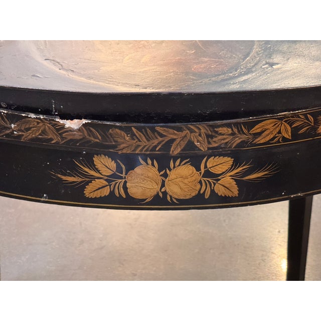 19th Century Painted Tole Tray on Stand For Sale - Image 9 of 12