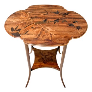 Art Nouveau Walnut Marquetry Side Table by Émile Gallé, France, 1900s For Sale