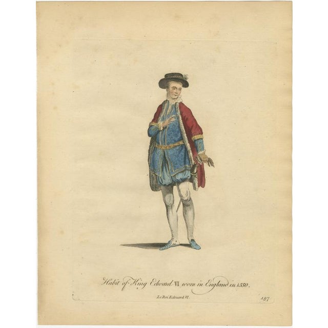 Jefferys, Habit of King Edward Vi Worn in England in 1550, Jefferys Costume Plate, 1757, Engraving For Sale - Image 3 of 8