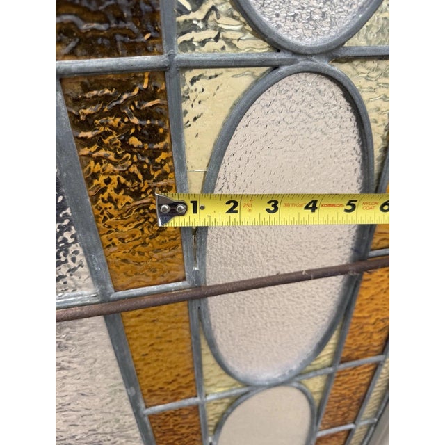Antique Victorian Amber Stained Leaded Glass Double Window Converted to Door For Sale - Image 17 of 18