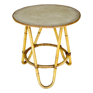 Mid-Century Bamboo and Rattan Side Table, 1960s For Sale