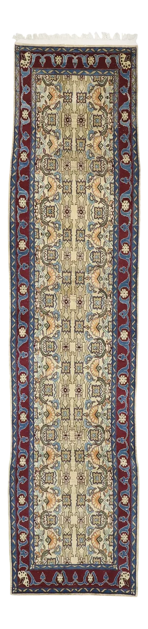 Vintage Persian Yazd Runner, Long Hallway Runner - 03'00 X 12'07