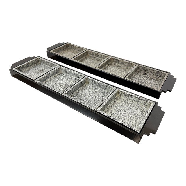 Lacquer Tray's With Removable Plates, Pair For Sale
