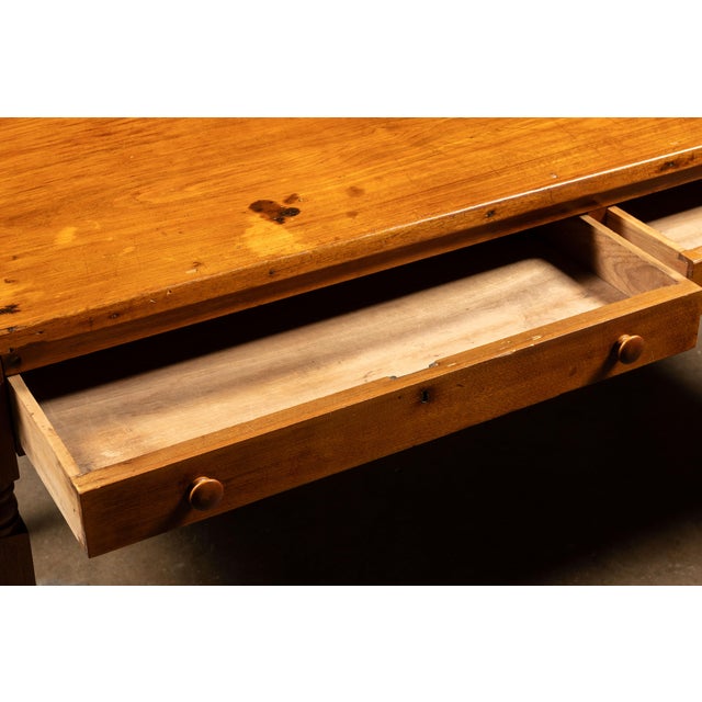 Wood Antique Oak Arts & Crafts Writing Desk For Sale - Image 7 of 8
