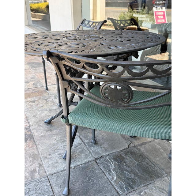S. Lecon Circa 1990 Neoclassical Cast Metal Patio Dining Set, 42 Inches For Sale In San Francisco - Image 6 of 18