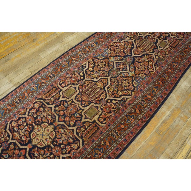 1920s Black Geometric Antique Persian Sarouk Rug 2' 7'' X 19' 0'' Handknotted Wool Carpet For Sale - Image 13 of 18