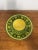Vintage hand-painted Mexican pottery 2-piece chip and dip serving set featuring vibrant yellow and green geometric...