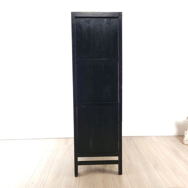 Vintage Chinese Gilt and Black Lacquered Wedding Cabinet, Circa 1960 For Sale - Image 9 of 11