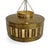 Vintage Brass & Frosted Glass Striped Pendant Light Small For Sale - Image 4 of 6