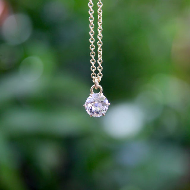1910s 0.60 Carat Antique Old European Cut Diamond and 14k Gold Necklace For Sale - Image 9 of 10