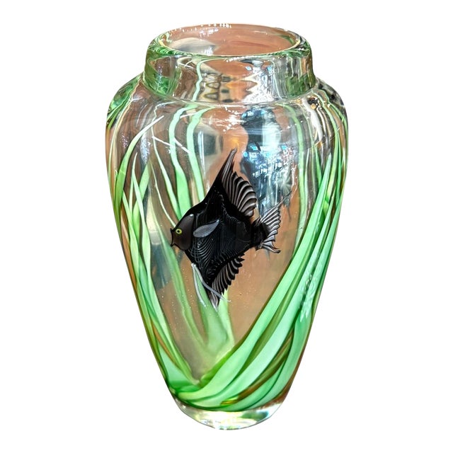 Orient & Flume Blown Glass Angelfish Vase For Sale