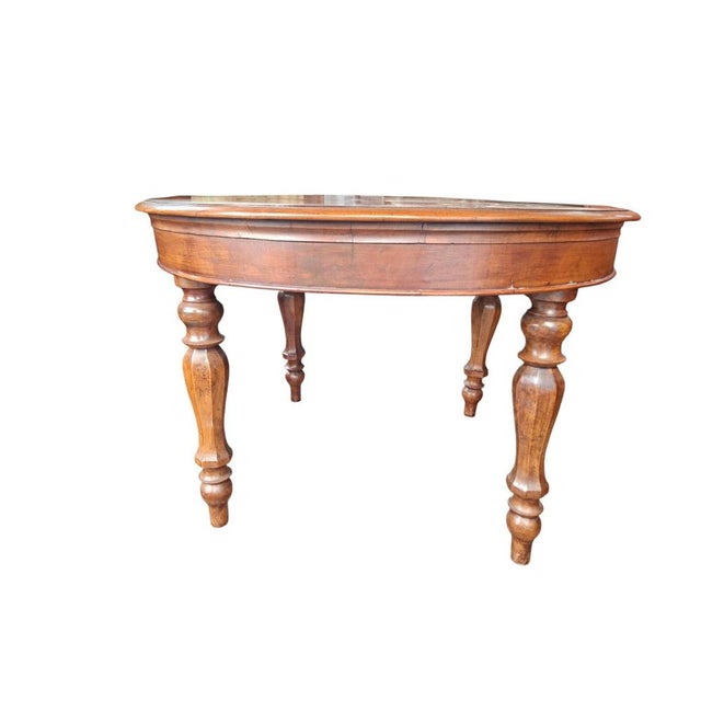 Antique Round Extendable Table in Wood, 1850 For Sale - Image 3 of 11