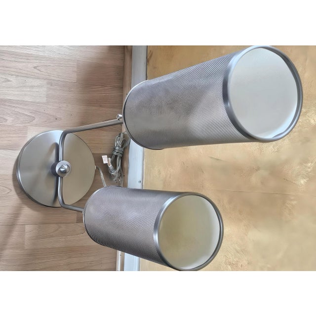 Anthony California Styled Modern Nickel Double Mesh Lamp For Sale - Image 10 of 12