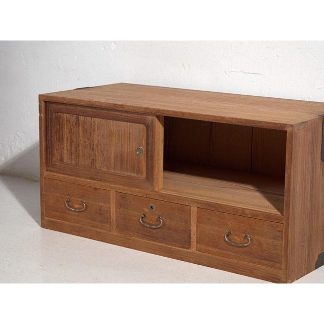 Antique Low Tansu Sliding Door Closet For Sale - Image 10 of 13