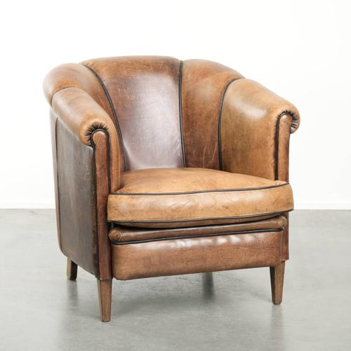 Vintage English-Style Club Chair in Sheepskin Leather For Sale - Image 14 of 14