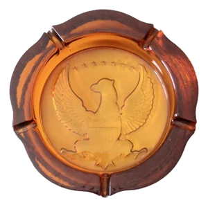 Vintage Amber Glass Eagle Ashtray