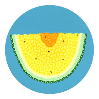 Yellow Watermelon - Original Vibrant Abstract Fruit Still Life Acrylic Painting on Panel by Will Beger For Sale