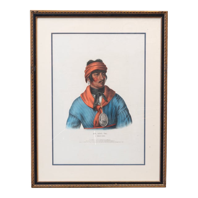 Antique Hand-Colored Lithograph "Se-Loc-Ta, a Creek Chief" For Sale