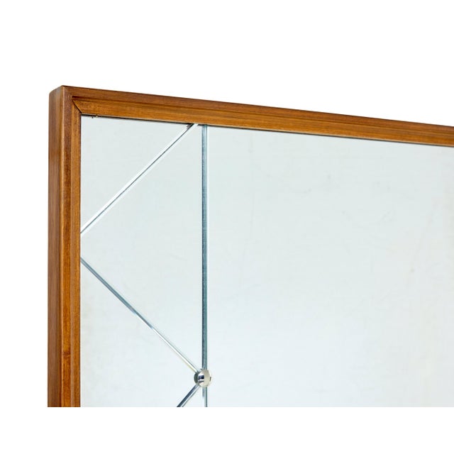 Large mid century teak framed Scandinavian harlequin wall mirror circa 1960. Large mirror that would be a focal point for...