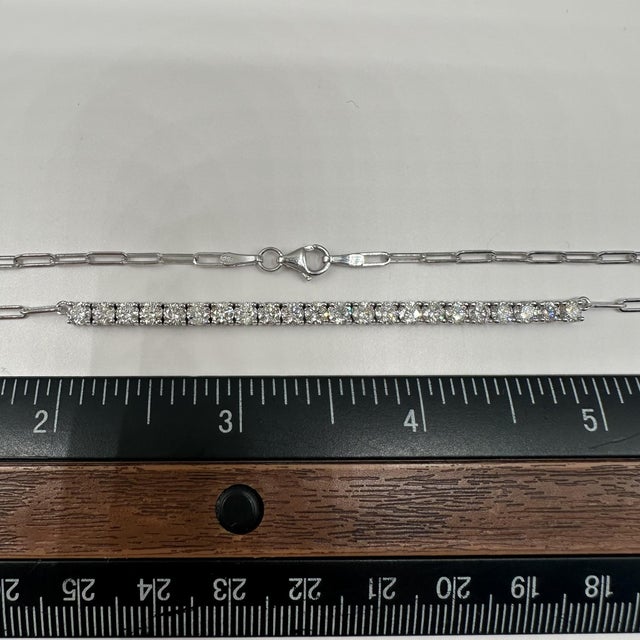 Early 21st Century Diamond Tennis Link Necklace in 14kt White Gold – 3ctw, 19in, New For Sale - Image 5 of 5