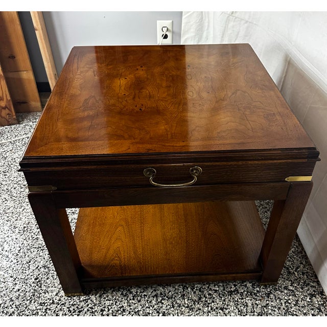 Wood Vintage Lane Campaign Style 2 Tier Table For Sale - Image 7 of 12