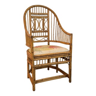 Boho Chic Brighton Pavilion Style Rattan & Bamboo Armchair For Sale