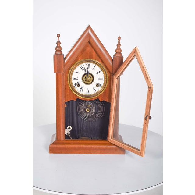 Wood Chapel Clock from Waterbury Clock Co., Usa, 1890s For Sale - Image 7 of 10