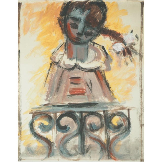 Roger Crusat (1917-1994) Young Girl at the Window Original gouache on paper On wove paper, 22 x 28 cm (approx. 9 x 11...